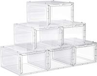 Sans marque Organiseur de chaussures avec portes transparentes - set de 6 pièces, 27x34,5x19 cm, blanc