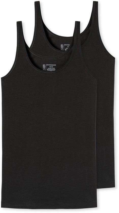 Schiesser Top 2-pack biologisch katoen zwart - 95/5 Dames Onderhemd - zwart