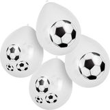 Boland 12x Voetbal themafeest ballonnen - ca. 25 cm - Wit