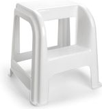 Forte Plastics Tabouret de cuisine/repose-pieds - avec 2 marches - blanc - plastique - 43 x 43 x 46 cm