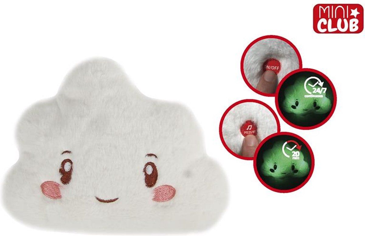 Mini Club Nachtlamp Cloud pluche - Wit
