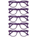 Opulize Pop 5 Stuks Retro Ronde Glad Mat Paars Mannen Vrouwen Leesbril Scharnieren Met Veer RRRRR2-5 +2,50