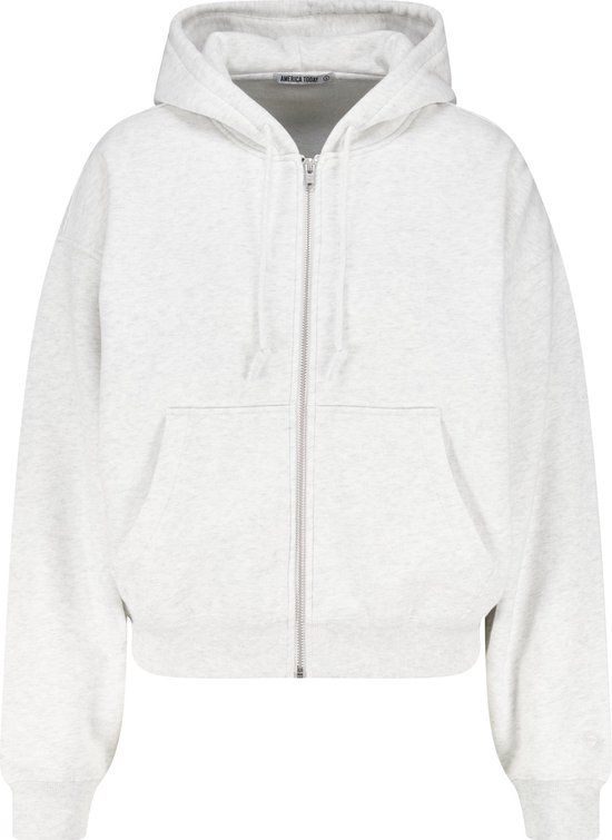 America Today Sima Dames Hoodie Lichtgrijs Melange Katoen/Polyester Maat XS