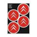 Citroen Stickers voor wieldoppen, officiële Old, 4 logo's, 48 mm, rood