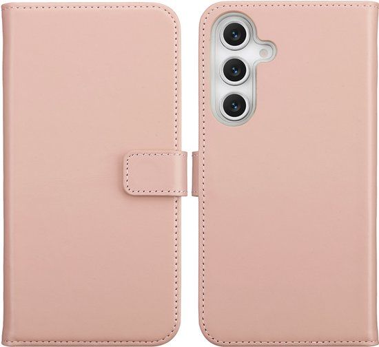 Selencia Echt Leren Bookcase voor de Samsung Galaxy S25 FE - Dusty Pink