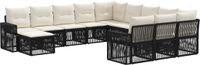 vidaXL Tuinbank Set 12-delig Zwart en Crèmewit Polyrattan