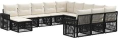 vidaXL Banc de jardin 12 pièces noir et crème polyrotin