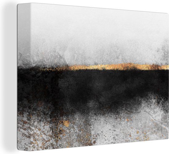 OneMillionCanvasses Canvas Schilderij Goud - Abstract - 80x60 cm - Modern - Wanddecoratie