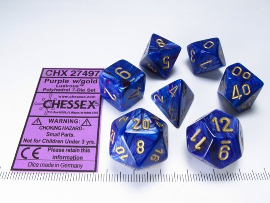 Chessex dobbelstenen set 7 polydice Lustrous purple w/gold