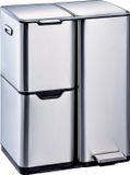 KITCHEN MOVE HAJA Keukenafvalbak voor gescheiden afval 60L Metaal Argent 3 Vakken Soft-close Pedaal