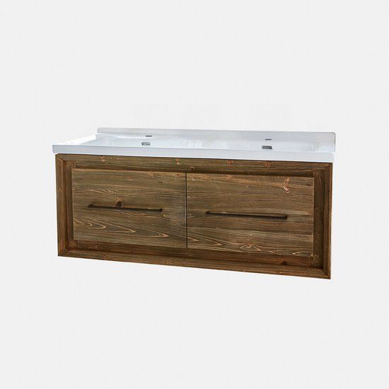 Loberon Badkamermeubel met dubbele wastafel Greenhaven wit/bruin