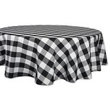 DII Buffalo Check Collection, klassiek boerderijtafelkleed, 177,8 cm rond, zwart en wit
