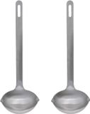 Gerimport Soep/saus opscheplepel - 2x - zilver - RVS - 27 cm