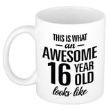 Bellatio Decorations This is what an awesome 16 year old looks like - cadeau koffiemok - beker - 300 ml - verjaardag 16 jaar - kado mok / beker