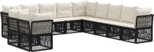 vidaXL Ensemble de banc de jardin 11 pièces noir polyrotin