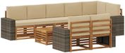vidaXL - Salon d'angle - Acacia massif - Naturel et beige - 4 places