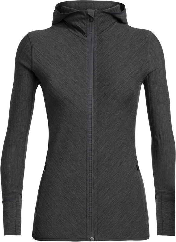 Icebreaker Descender Longsleeve met Capuchon en rits Dames, jet heather M 2019 Fleece truien