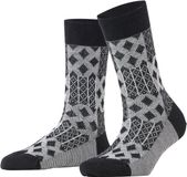 Burlington Mosaic gedessineerd wol sokken dames zwart - maat 36-41