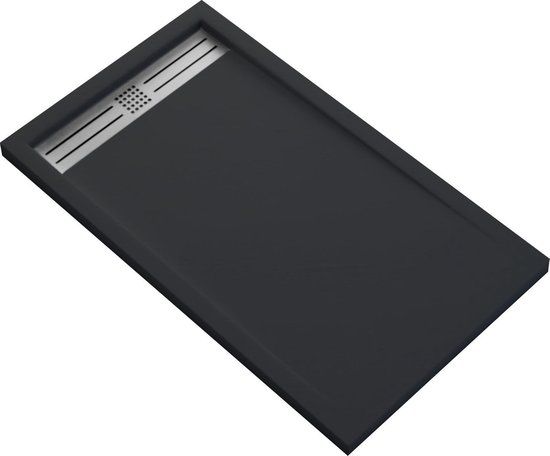 Veroni Elite Flat Composietsteen Douchebak Zwart 140x90x3cm