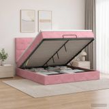 Maison Exclusive Lit Ottoman exclusif avec matelas et tête de lit rose, 160 x 200 cm, revêtement en velours