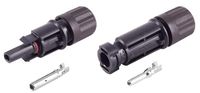 1x PV4 1x - PV4 stekker/stopcontactset 2,5-6 mm², IP68, 1500V voor fotovoltaïsche systemen, krimpcontact, zwart, IEC 62852 gecertificeerd