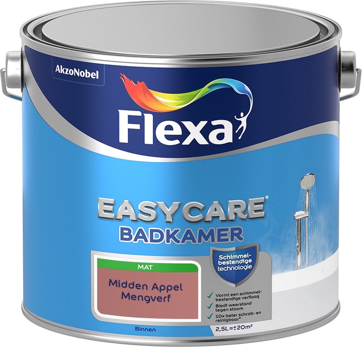 FLEXA Easycare Muurverf - Badkamer - Mat - Midden Appel - 2,5 liter