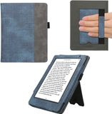 kwmobile hoes voor e-reader geschikt voor Kobo Aura H2O Edition 2 - Cover met standaard in donkerblauw / donkergrijs - Kunstleer