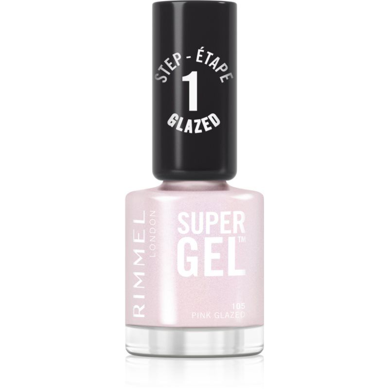 Rimmel Super Gel, 105 Pink Glazed, langdurige nagellak, matte afwerking, eenvoudig aan te brengen, manicure met geleffect, splinterbestendig, heldere formule, 12 ml