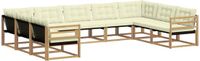 vidaXL - Bank loungeset - 9 zitplekken - Wit en crème - Acacia hout