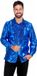 Wilbers Jaren 80 & 90 Kostuum | Blauwe Ruchesblouse Satijn Foute Disco | Maat 50 | Carnaval kostuum | Verkleedkleding