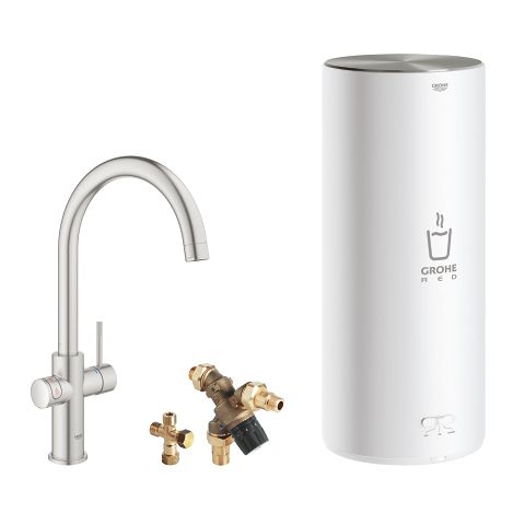 GROHE Red 3IN1 kokendwaterkraan - C Uitloop - RVS (supersteel)
