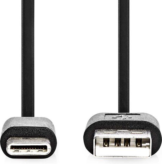 Nedis USB-kabel - USB-A Male - USB-C Male - 1m - Zwart