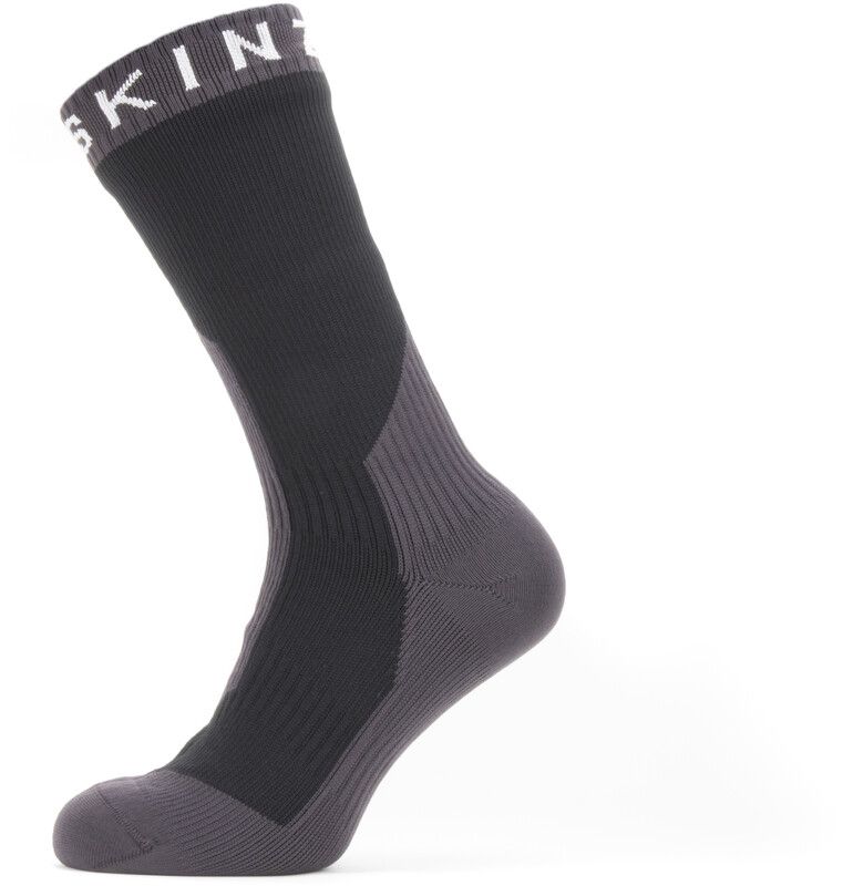 Sealskinz Waterproof Extreme Cold Weather Mid-High Socks - Grey/Black - Size L (EU 43-46)