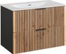 Sylve Meuble de lavabo à encastrer, avec siphon - 80 cm - Noir (Wotan)