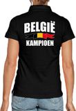 Bellatio Decorations Shoppartners Bv Belgie kampioen supporter poloshirt zwart voor dames - EK/ WK poloshirt / outfit L