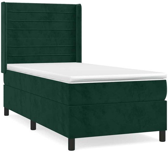 vidaXL Boxspring met matras fluweel donkergroen 100x200 cm