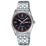 Casio Horloge Dames (Ø 31 mm) - Zilverkleurig Staal - Zwarte Wijzerplaat - Analoog - Quartz - 5 ATM