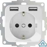 2USB - Inbouw USB Stopcontact 2x USB-A 12W 2.4A – 250V 16A Wandcontactdoos – InCharge PRO SI – KEMA gecertificeerd – 32mm diep – Veilig, Energiezuinig & Stijlvol – Compatibel Busch-Jäger & Klein - Wit