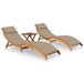 vidaXL Lits de jardin 2 pcs avec table et coussins acacia massif