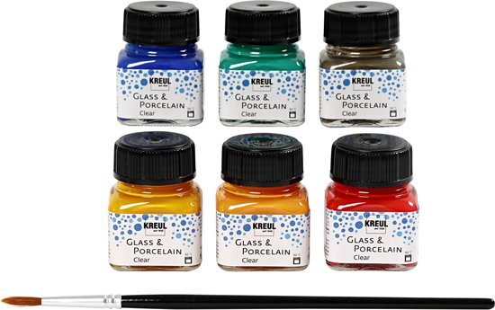 Creativ company Glas- en porseleinverf 6x20 ml kleuren assorti