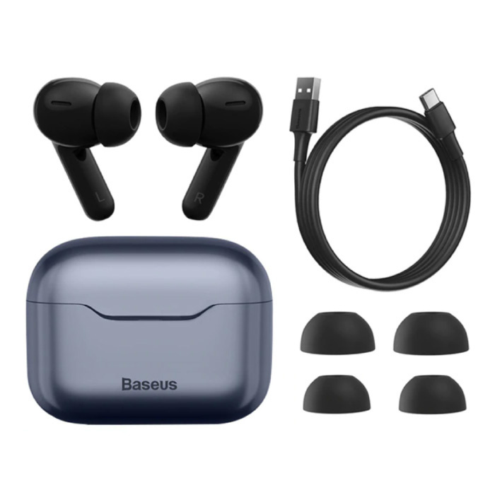 BASEUS S1 Draadloze Oortjes - ANC True Touch Control TWS Bluetooth 5 0 Earphones Earbuds Oortelefoon Donkerblauw