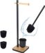 Merkloos Relaxdays Toiletbutler met steel en bamboe, staand, 67x18x18 cm, zwart/naturel