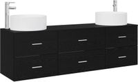vidaXL Meuble de salle de bain 3 pièces Noir 161,5 x 44,5 x 80 cm Bois traité