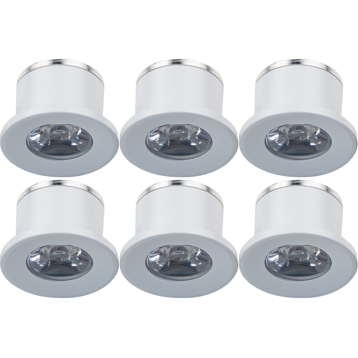 Velvalux Voordeelpak LED Veranda Spot Verlichting 6 Pack - 1W - Natuurlijk Wit 4000K - Inbouw - Rond - Mat Wit - Aluminium - Ø31mm