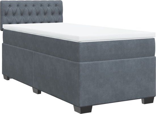 vidaXL Boxspring met matras fluweel donkergrijs 90x200 cm