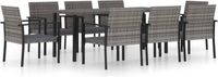 vidaXL 9-delige Tuinset Poly Rattan Grijs