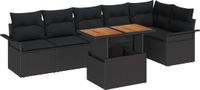 vidaXL Tuinbank Set Zwart Polyrattan