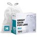 8-9 Simplehuman 8-9 Gallon Compatible with Simplehuman Code H, 1.2 Mil, White, 18.5"W x 28"H, 100/Count (2 Rolls of 50)