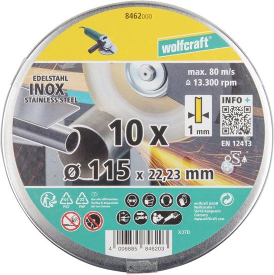 wolfcraft - 3 slijpschijven voor edelstaal, extra dun, Ø 125 mm