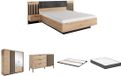 Vente-unique Lit avec tables de chevet 160 x 200 cm + sommier + matelas + commode + armoire - Couleur : naturel et noir - ARIADA